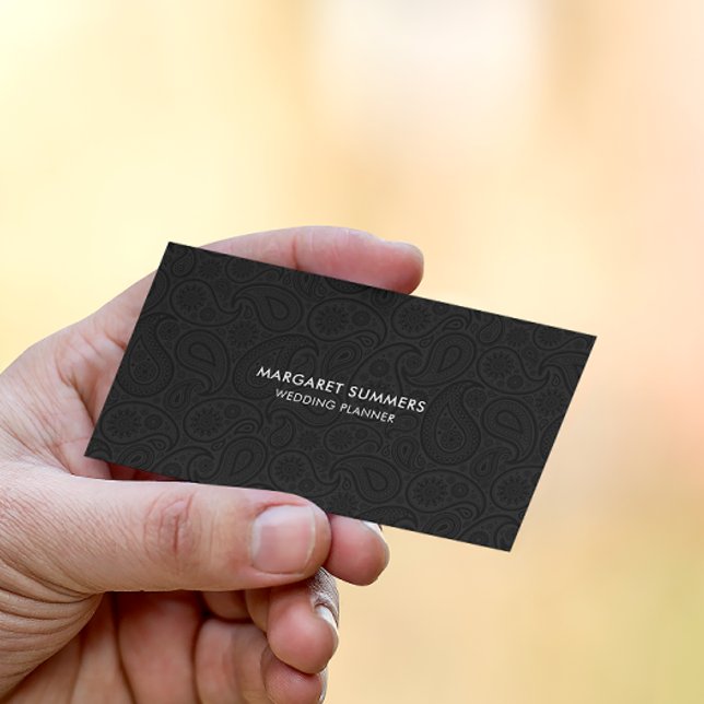 Reversible Elegant Black & White Paisley Pattern Business Card (Creator Uploaded)