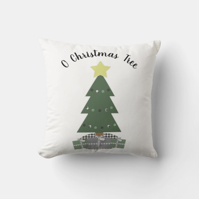 Reversible Farmhouse Christmas Thanksgiving Green Cushion (Front)
