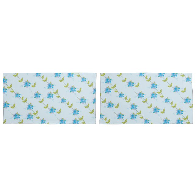 Reversible Floral Blues Pillowcase (Front-Set)