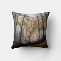 Reversible Gold & Snow Swirl Pillow 