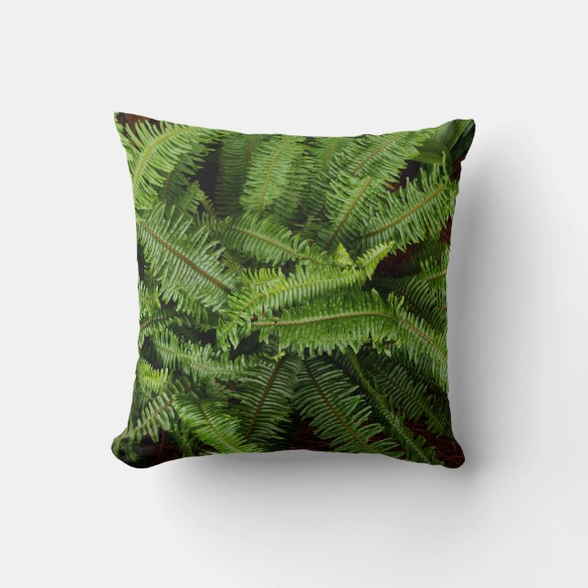 Reversible Green Fern Leaves Pillow (Front)