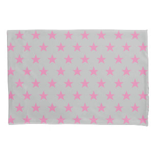 Reversible Grey and Pink Star Pillowcase