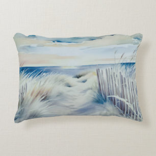 Reversible "Hamptons" Beach Path Accent Pillow