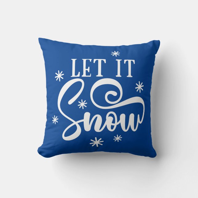 Reversible Let It Snow With Snowflakes Cushion (Front)