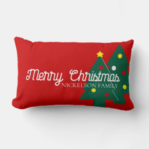Reversible Merry Christmas and Name Lumbar Pillow