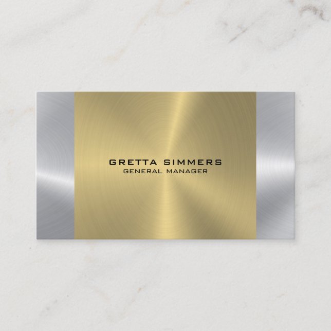 Reversible Metallic Gold & Silver Background Business Card (Front)