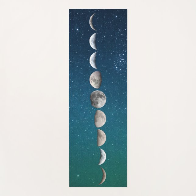 Reversible Moon Phases and Sunset Sky Yoga Mat (Front)