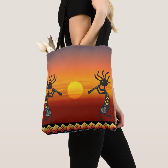 Reversible Native American Kokopelli Tote Bag (Close Up)