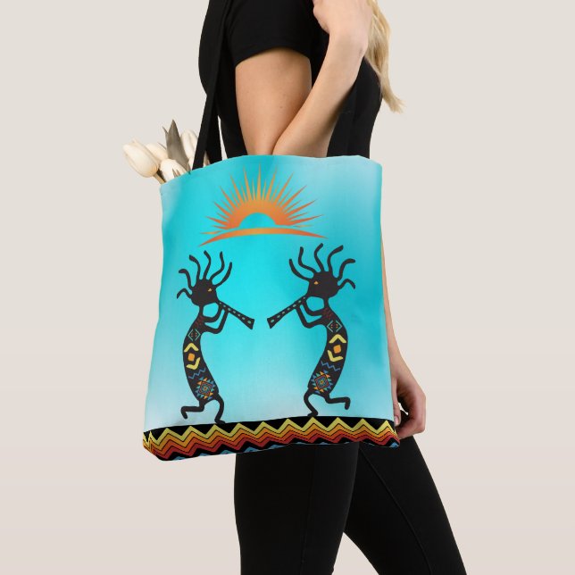 Reversible Native American Kokopelli Tote Bag (Close Up)