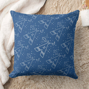 Reversible Navy and Baby Blue Tribal Tepee Pillow
