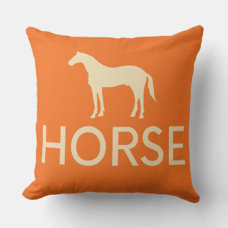 Reversible Orange & Cream Horse Equestrian Cushion