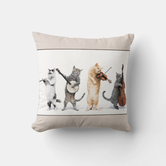Reversible orchestra cats cushion (Front)