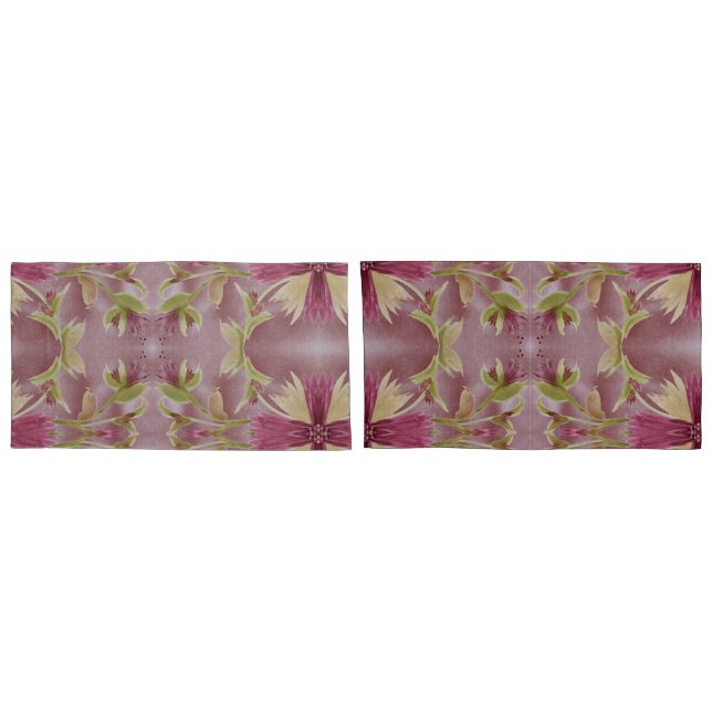Reversible Pillow Cases With Olive And Burgundy (Back-Set)