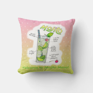 REVERSIBLE PILLOWS - MOJITO RECIPE COCKTAIL ART