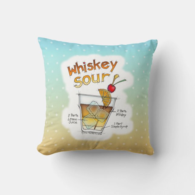 REVERSIBLE PILLOWS - WHISKEY SOUR RECIPE ART (Front)