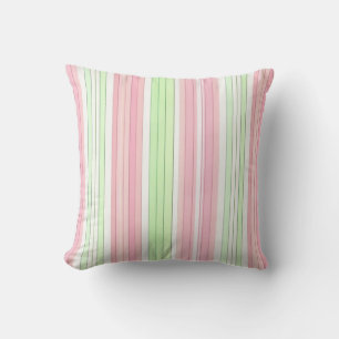 Reversible pink and green stripe and flowers  cushion
