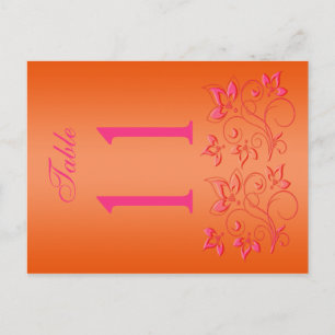 Reversible Pink and Orange Floral Table Number Postcard