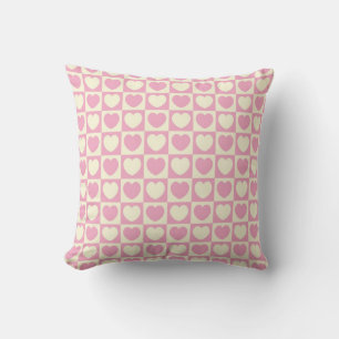 Reversible Pink and White Heart Pillow