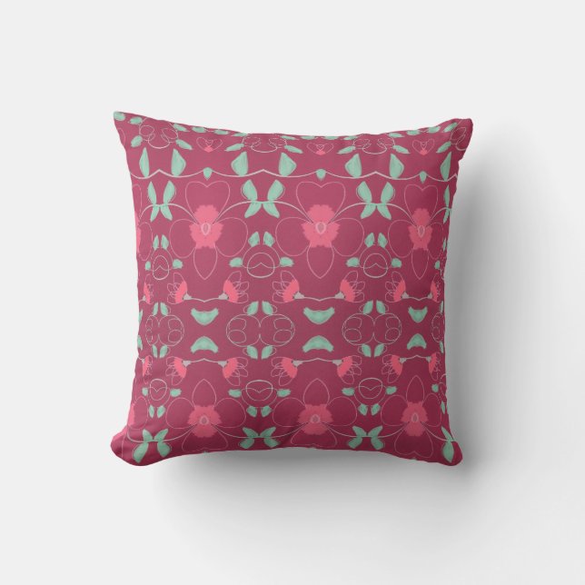 Reversible Pink Flowered Pillow (Front)