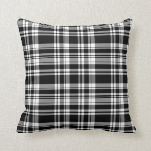 Reversible Plaid -white/black/red Cushion
