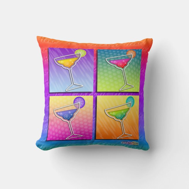 REVERSIBLE Pop Art Margaritas American MoJo Pillow (Front)