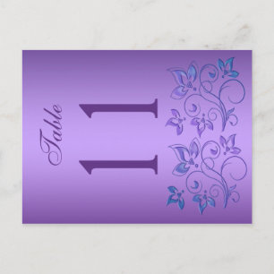 Reversible Purple and Blue Floral Table Number Postcard
