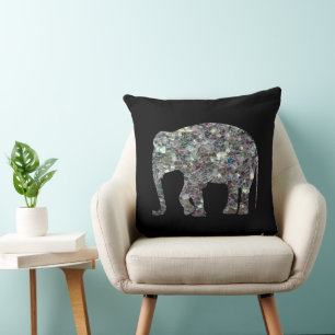 Reversible Sparkly silver mosaic Elephant PLdesign Cushion