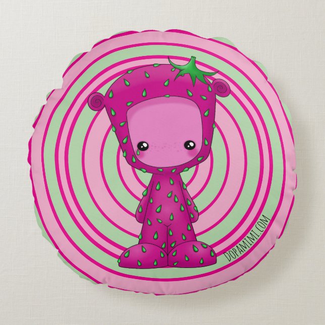 Reversible StrawberriMimi/AppleMimi Round Cushion (Front)