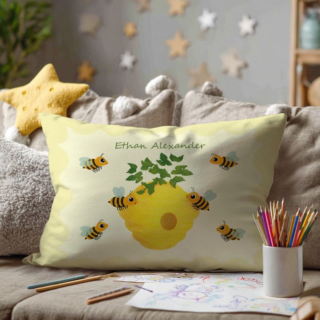 Reversible Throw Pillow – Honeycomb Cuteness (Front design)