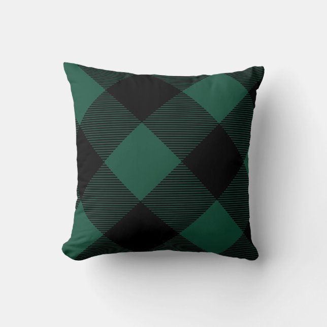 Reversible Trees and Buffalo Check Plaid Pattern Cushion (Front)