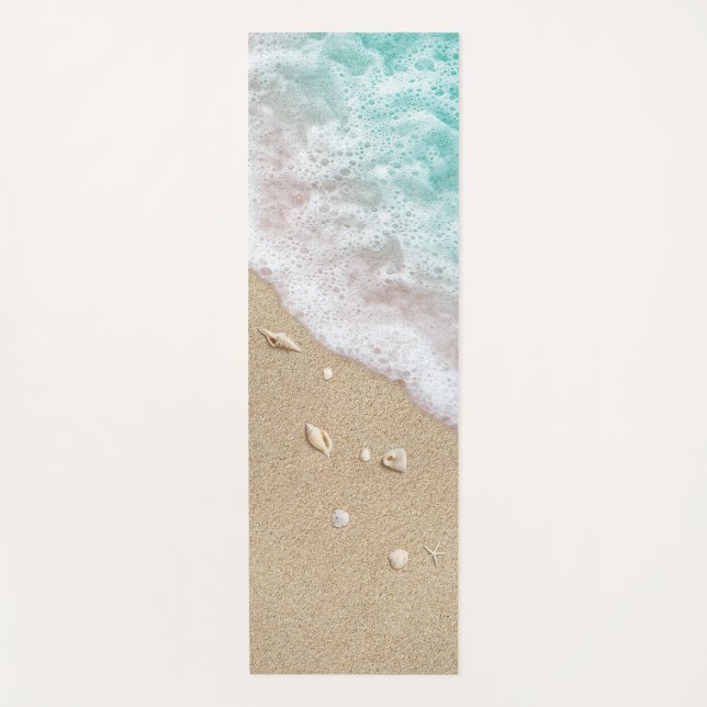 Reversible Turquoise Beach Waves Yoga Mat (Front)