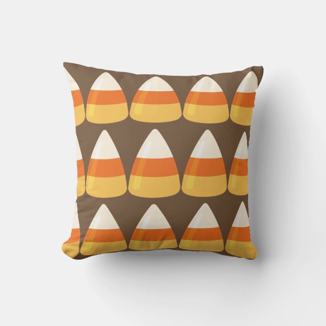 Reversible Two Sided Candy Corn Pumpkins Halloween Cushion (Front)
