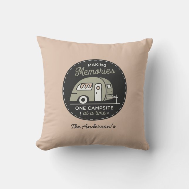 Reversible two-sided, Rustic Camper and Campsite Cushion (Front)