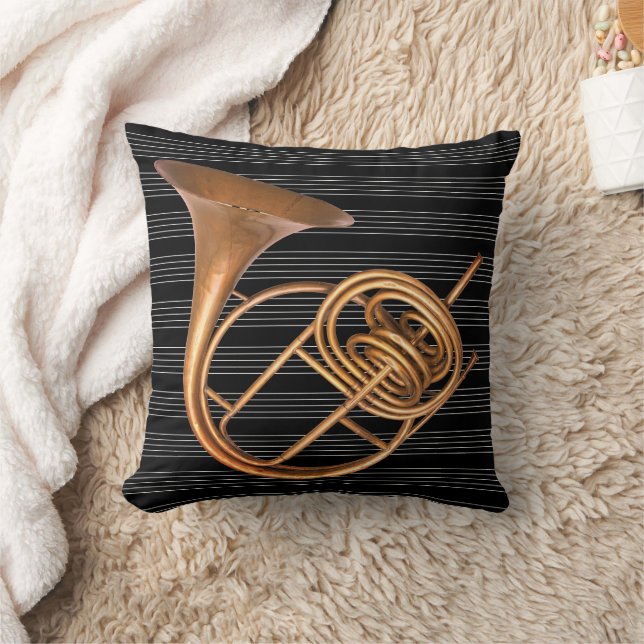 Reversible Vintage Horn Musical Instrument Music Cushion (Blanket)