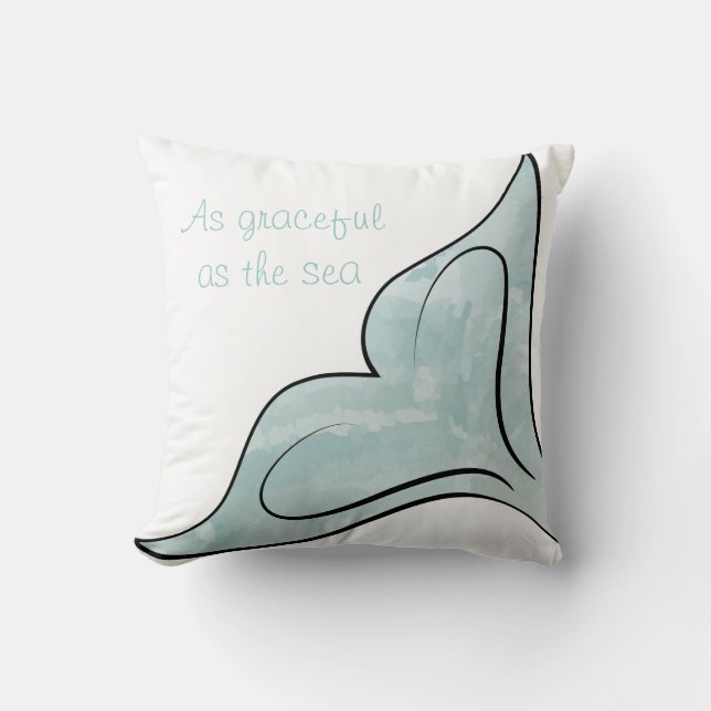 Reversible Watercolor Whale Tail Cushion (Front)
