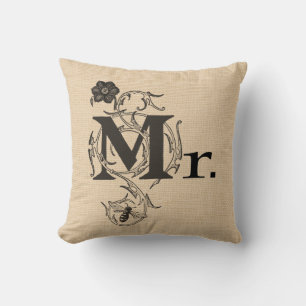 Reversible Wedding Pillow Mr. and Mrs.