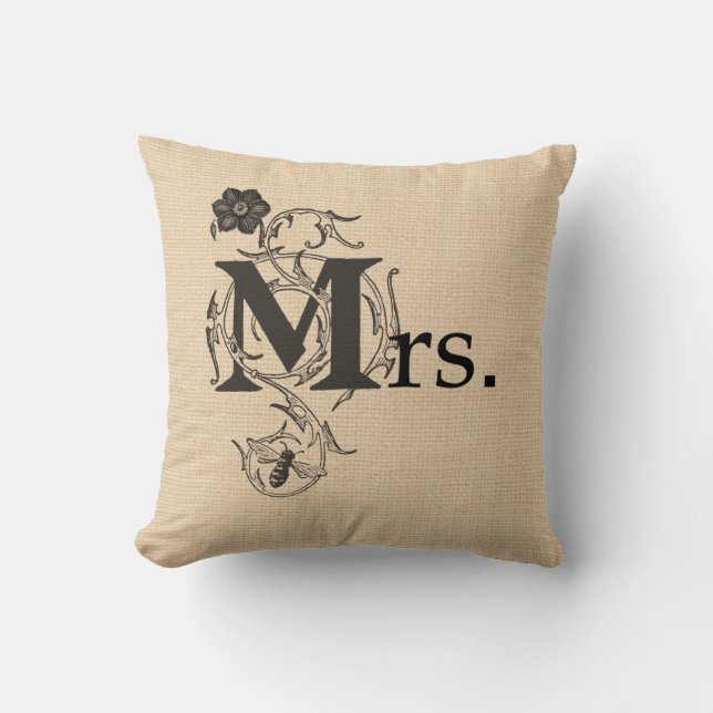 Reversible Wedding Pillow Mr. and Mrs. (Front)