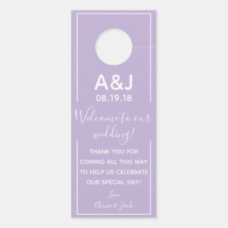 Reversible Welcome & DND Lavender Wedding Tag Door Hanger