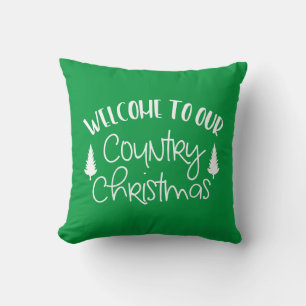 Reversible Welcome To Our Country Christmas Cushion