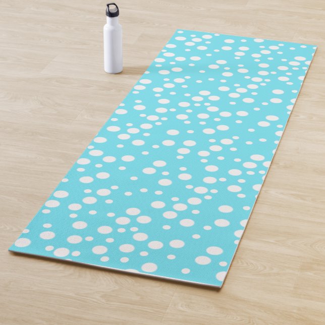 Reversible White Dots on Turquoise, Pink Yoga Mats (In Situ)