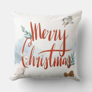 Reversible White/Red Plaid Merry Christmas Pillow