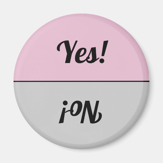 Reversible Yes No Pink Gray Dishwasher Magnet (Front)