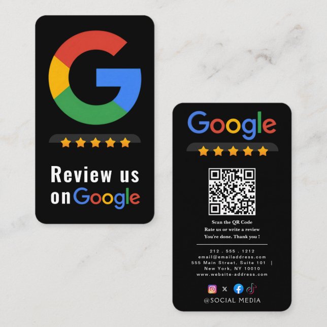 Review Google Review QR Code Google Ratings Business Card (Front/Back)