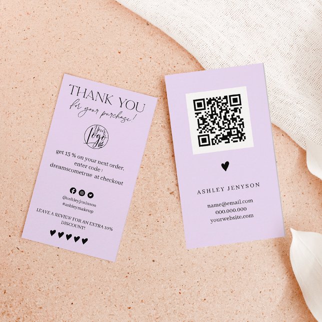 Review Simple lavender order thank you Business Card (Creator Uploaded)