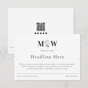 Review Thank Packaging Insert Floral Monogram Info You Card