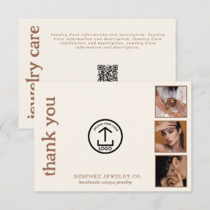 Review Thank You Jewellery Care Card Order Insert