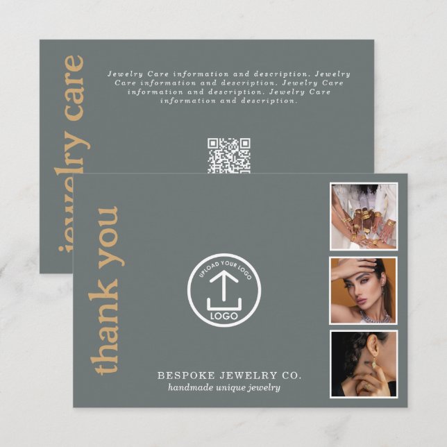 Review Thank You Jewelry Care Card Order Insert (Front/Back)