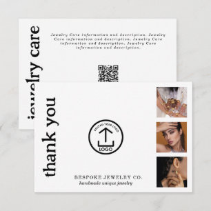 Review Thank You Jewelry Care Card Order Insert