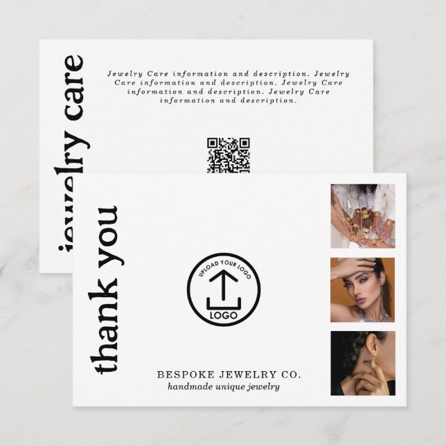 Review Thank You Jewelry Care Card Order Insert (Front/Back)