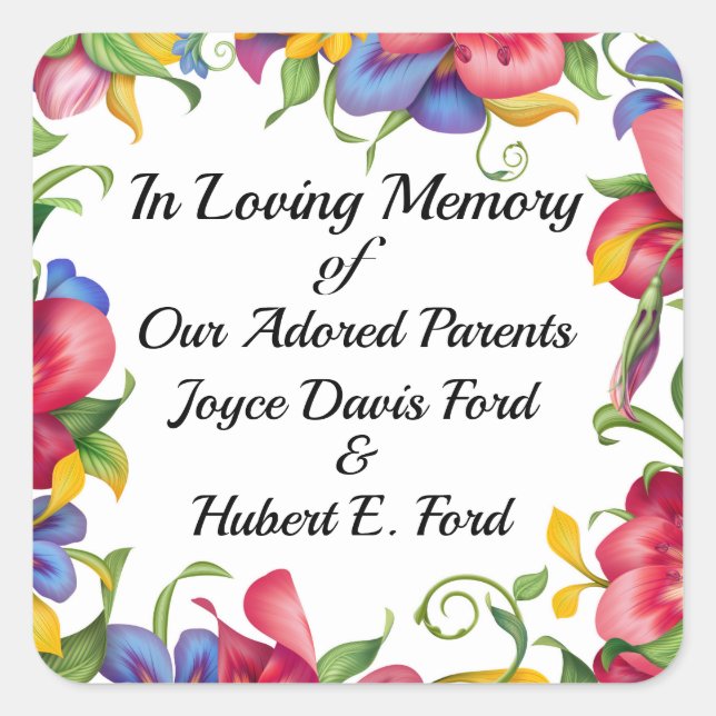 Revised Bookplate, In Memoriam, Donation Square St Square Sticker (Front)